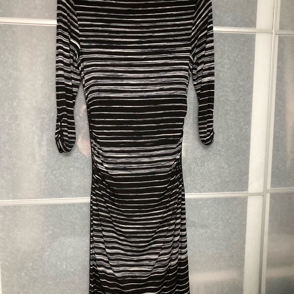 WHBM, Midi Dress, Black/Grey Stripe, size M